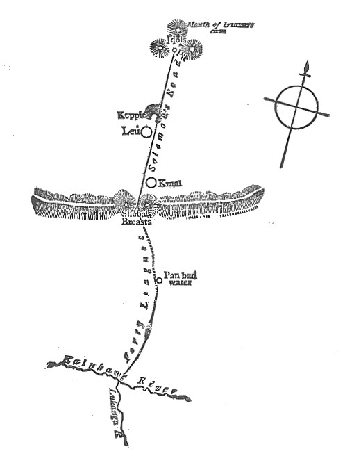 Sketchmap of the route to King Solomon's Mines
