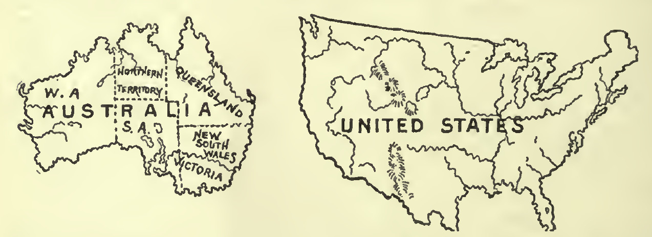 Size comparison of Australia and the US